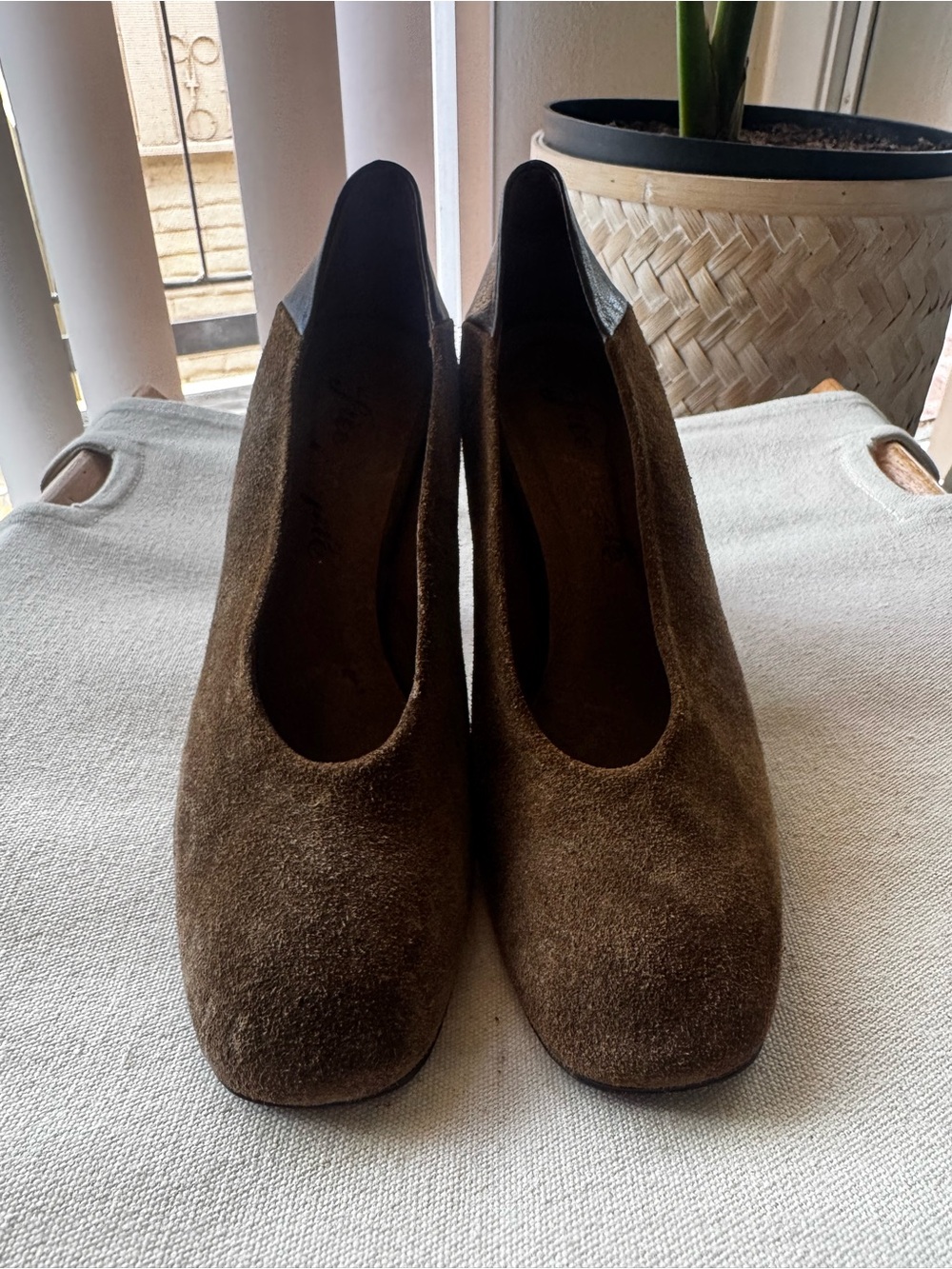 Free People Brown Suede Block Heel Pumps